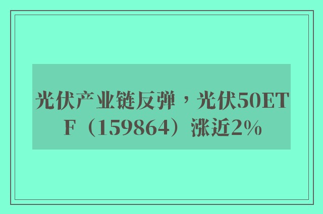 光伏产业链反弹，光伏50ETF（159864）涨近2%