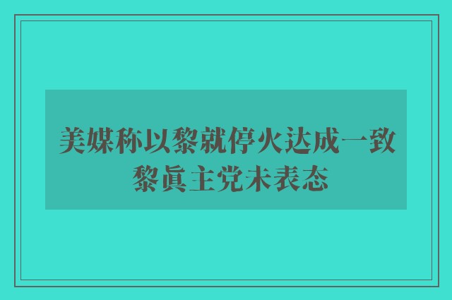 美媒称以黎就停火达成一致 黎真主党未表态